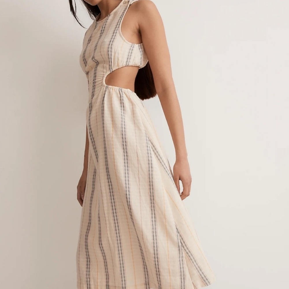Madewell cutout midi dress stripe lighthouse